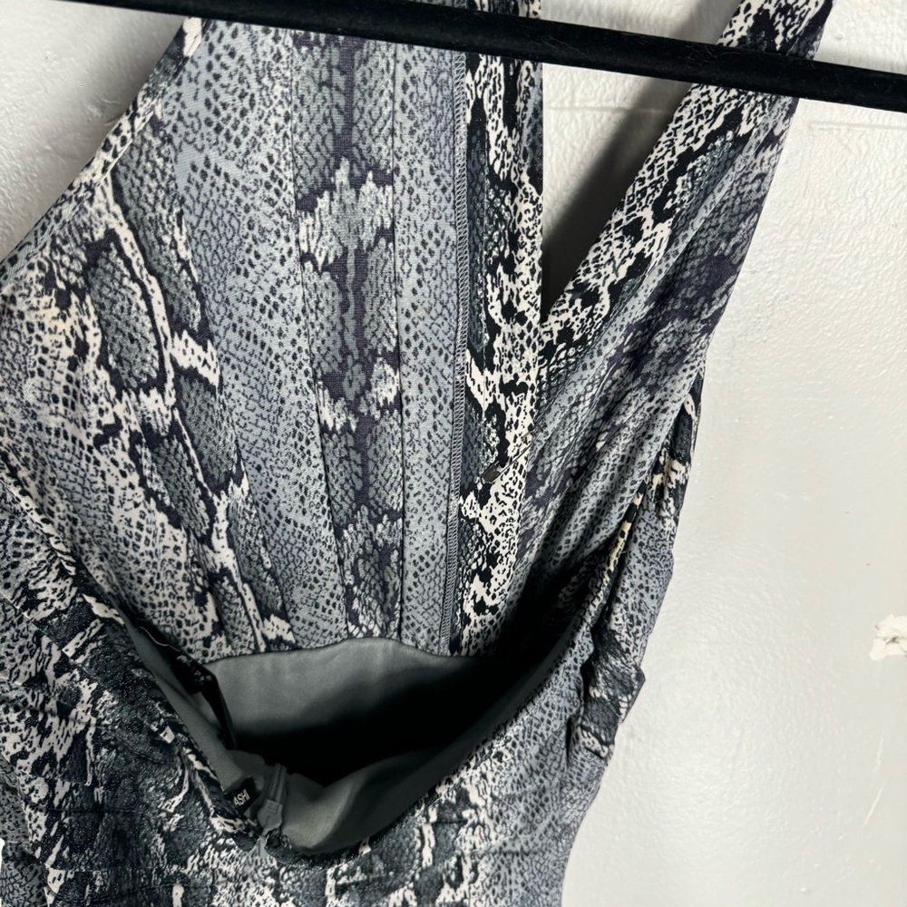tadashi shoji collection gray python print halter mini dress women small snake - Picture 8 of 14
